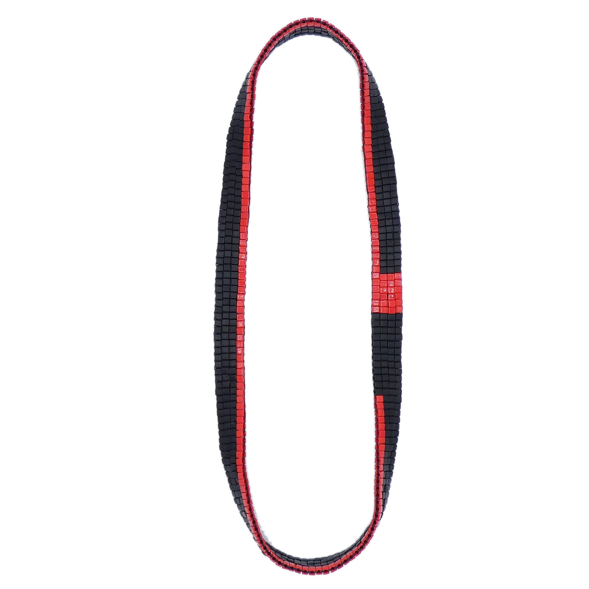 Black and Red Nwene Glass Beaded Necklace